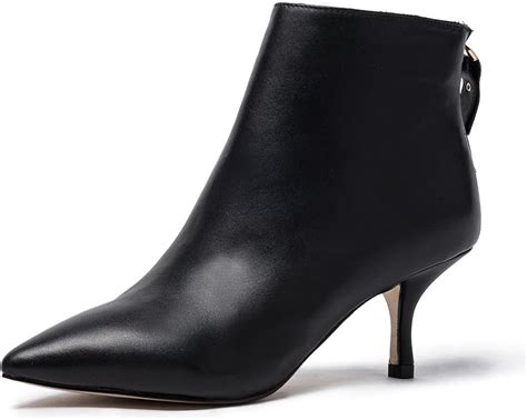 Womens Marinaseval Black Leather Zip Up Mid Heel Ankle Boots .